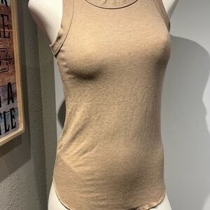 Nostalgia Tan Sleeveless Fitted Tank Top